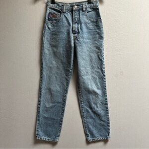 Vintage Spritzer Light Wash Blue Straight Leg Denim Jeans Women's 25